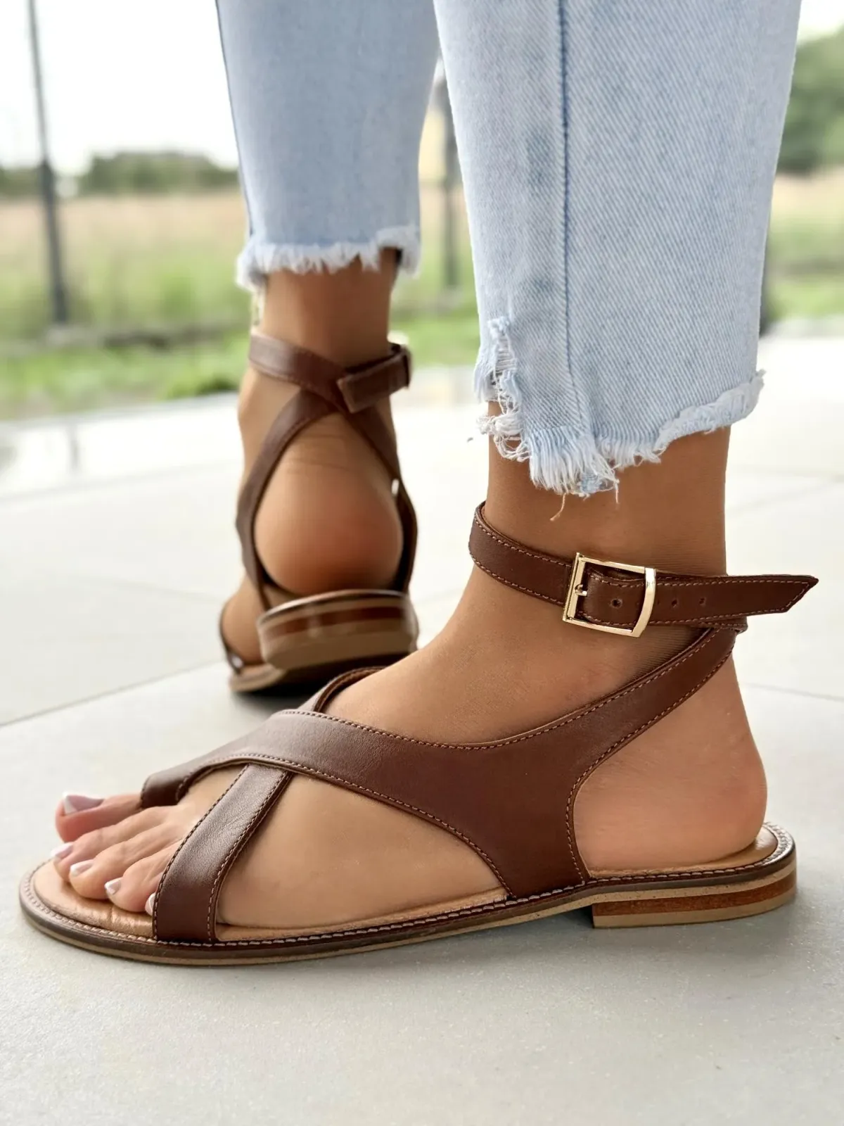 Sandałki damskie OLEKSY ze skóry naturalnej Polskiej produkcji