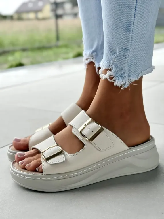 Klapki damskie ze skóry naturalnej