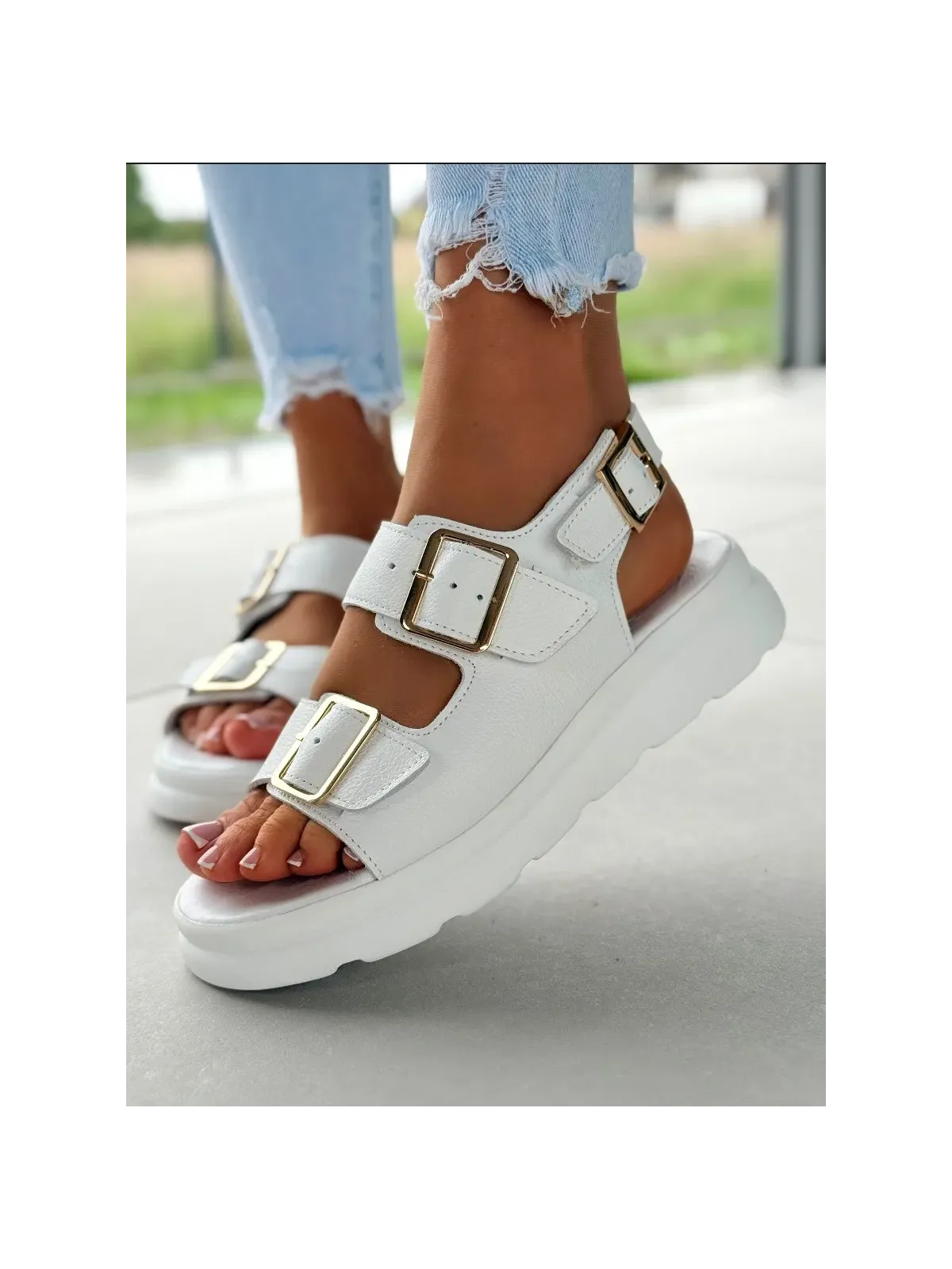 Sandałki damskie OLEKSY ze skóry naturalnej Polskiej produkcji