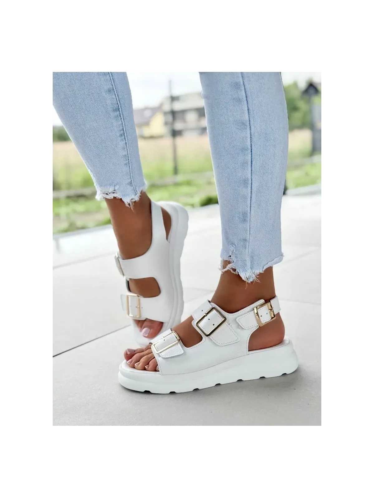 Sandałki damskie OLEKSY ze skóry naturalnej Polskiej produkcji