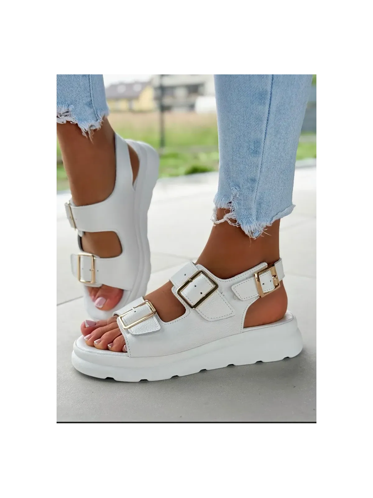 Sandałki damskie OLEKSY ze skóry naturalnej Polskiej produkcji