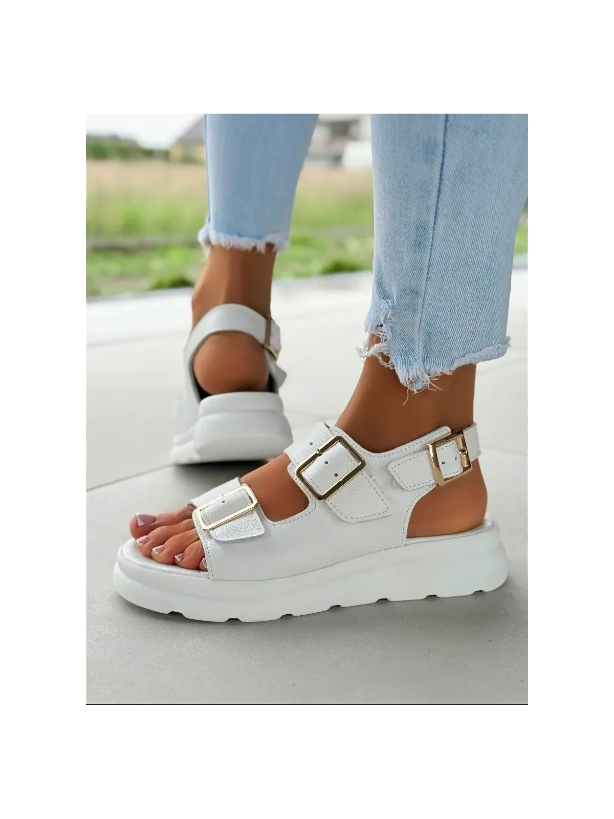 Sandałki damskie OLEKSY ze skóry naturalnej Polskiej produkcji