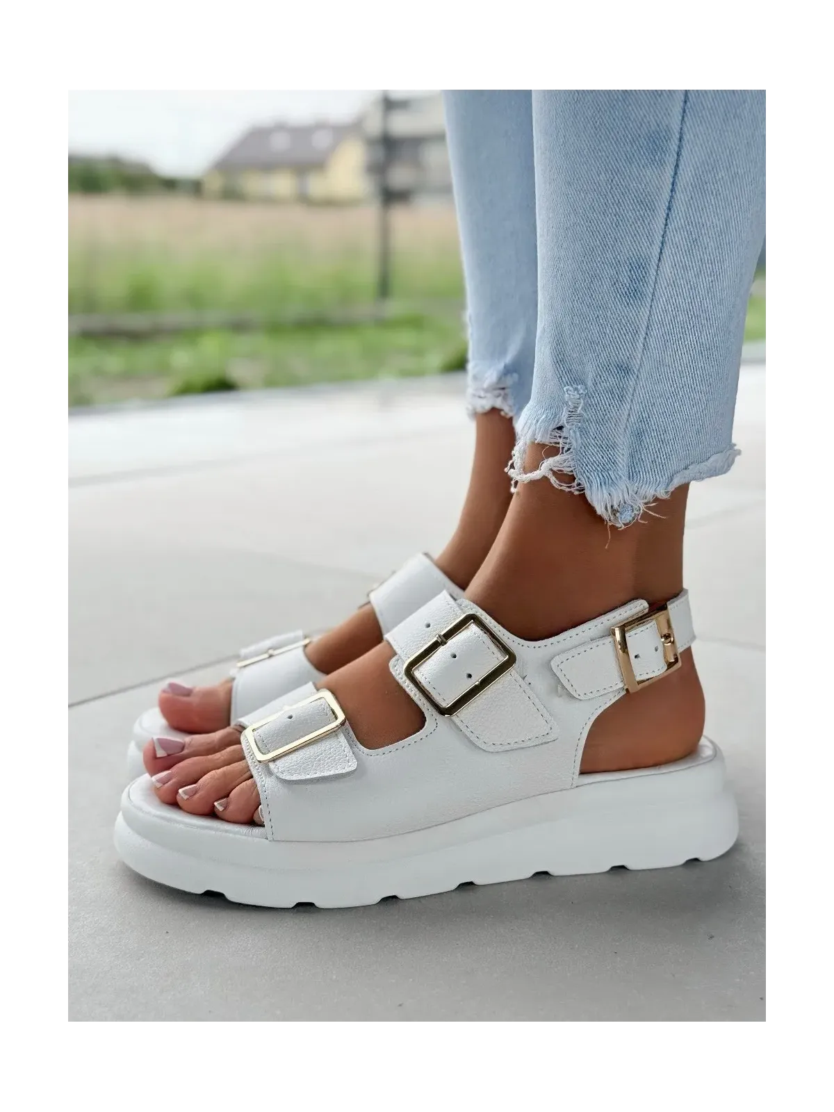 Sandałki damskie OLEKSY ze skóry naturalnej Polskiej produkcji