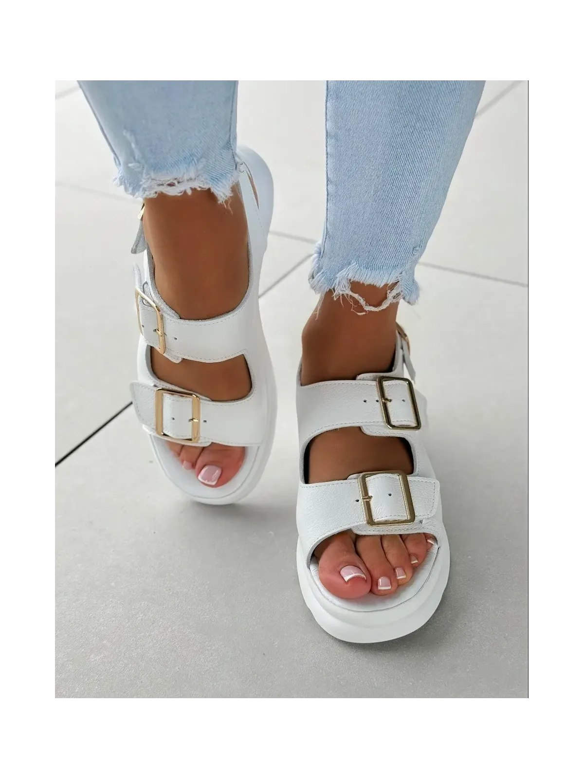 Sandałki damskie OLEKSY ze skóry naturalnej Polskiej produkcji