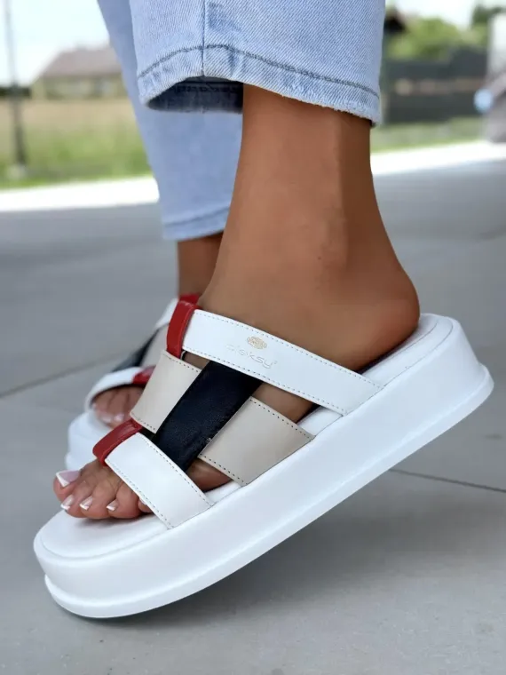 Klapki damskie OLEKSY ze skóry naturalnej Polskiej produkcji