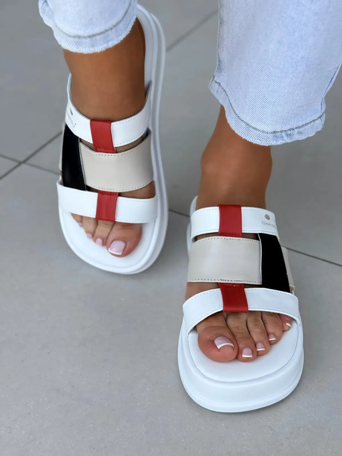 Klapki damskie OLEKSY ze skóry naturalnej Polskiej produkcji