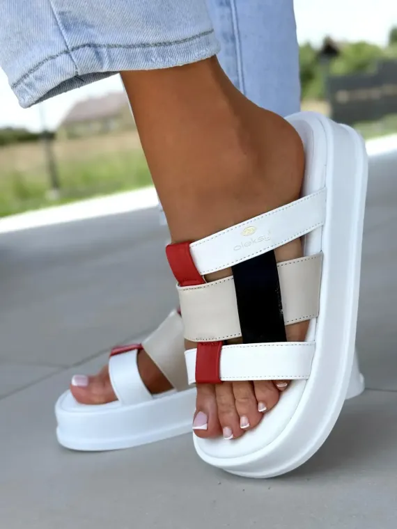 Klapki damskie OLEKSY ze skóry naturalnej Polskiej produkcji