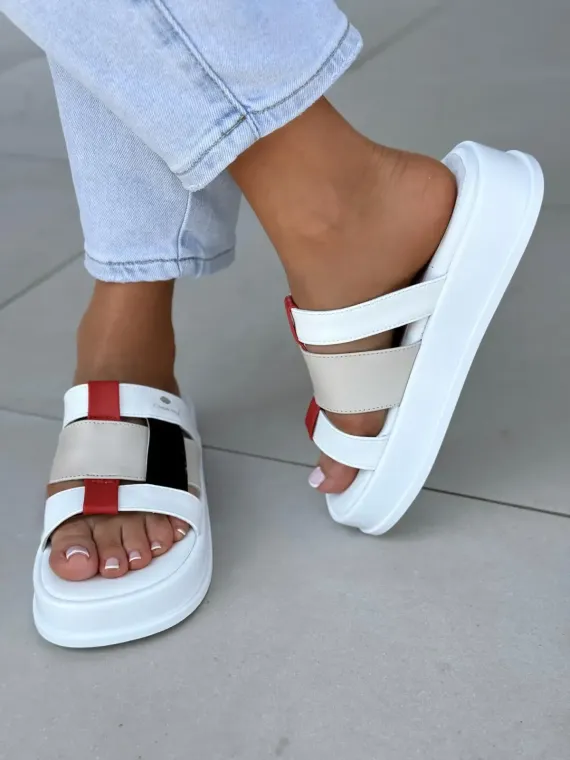 Klapki damskie OLEKSY ze skóry naturalnej Polskiej produkcji