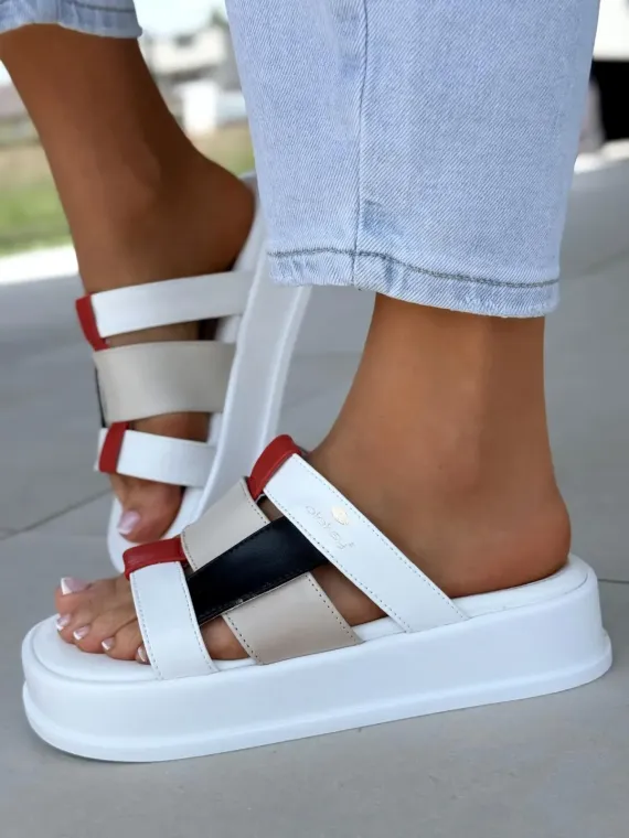 Klapki damskie OLEKSY ze skóry naturalnej Polskiej produkcji