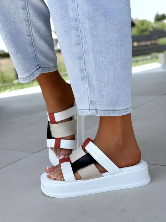 Klapki damskie OLEKSY ze skóry naturalnej Polskiej produkcji