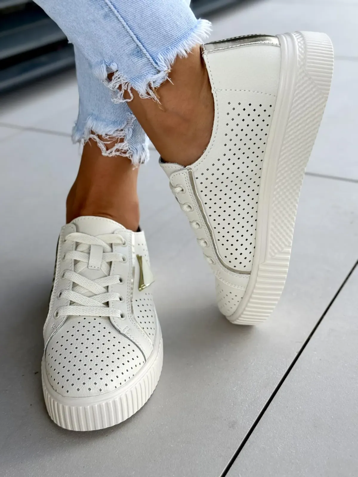 Sneakersy damskie ze skóry naturalnej