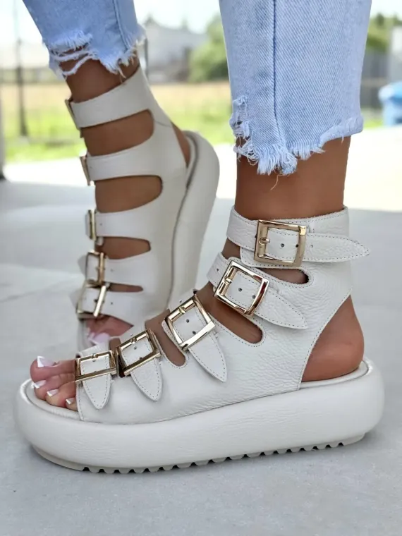 Sandałki damskie OLEKSY ze skóry naturalnej Polskiej produkcji