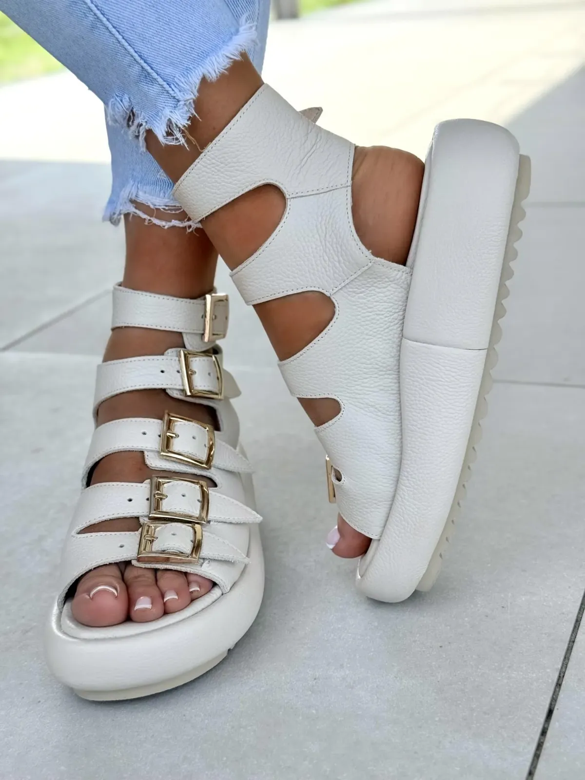 Sandałki damskie OLEKSY ze skóry naturalnej Polskiej produkcji