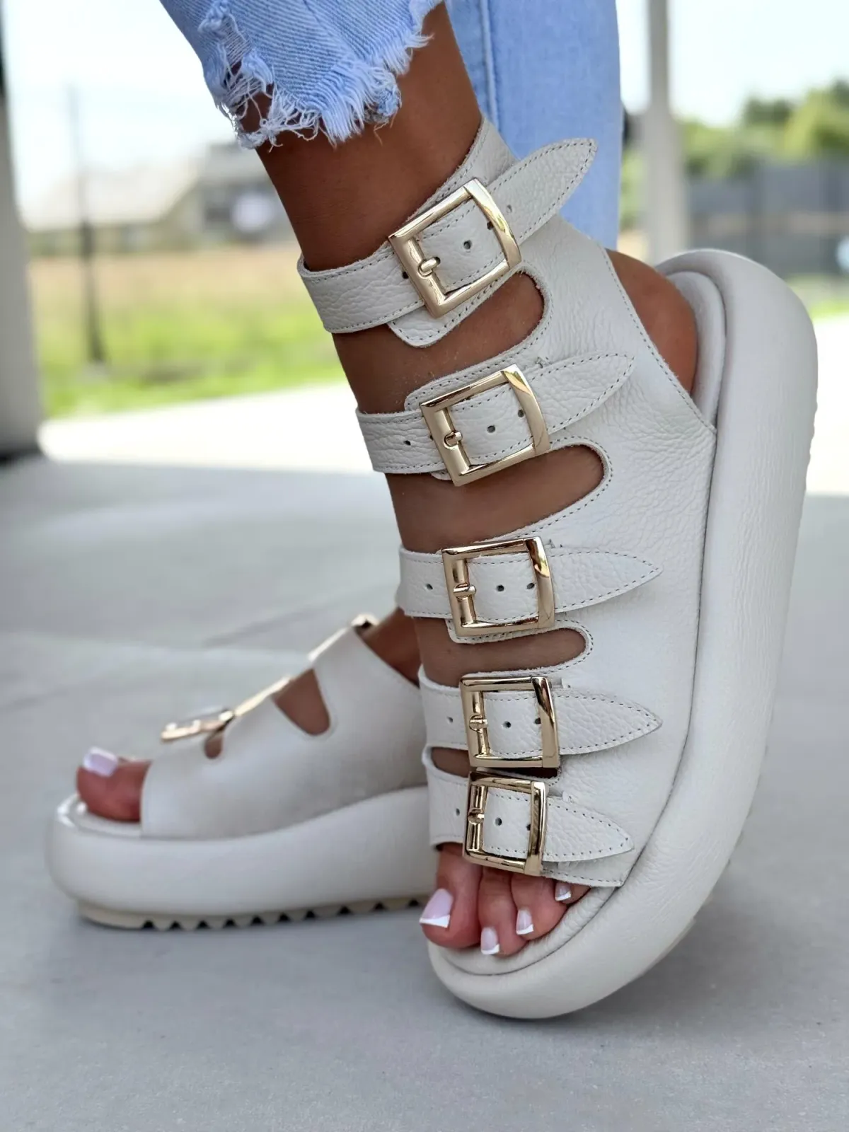 Sandałki damskie OLEKSY ze skóry naturalnej Polskiej produkcji