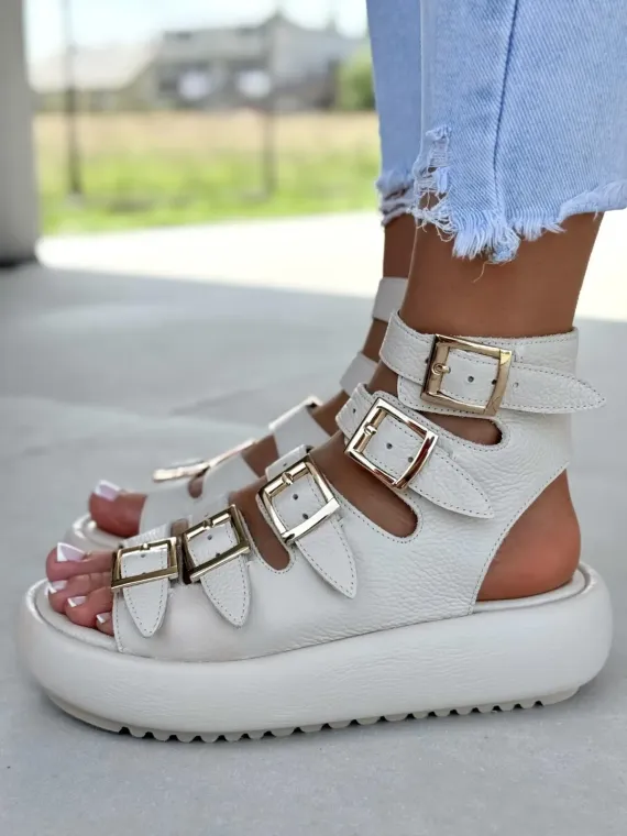 Sandałki damskie OLEKSY ze skóry naturalnej Polskiej produkcji