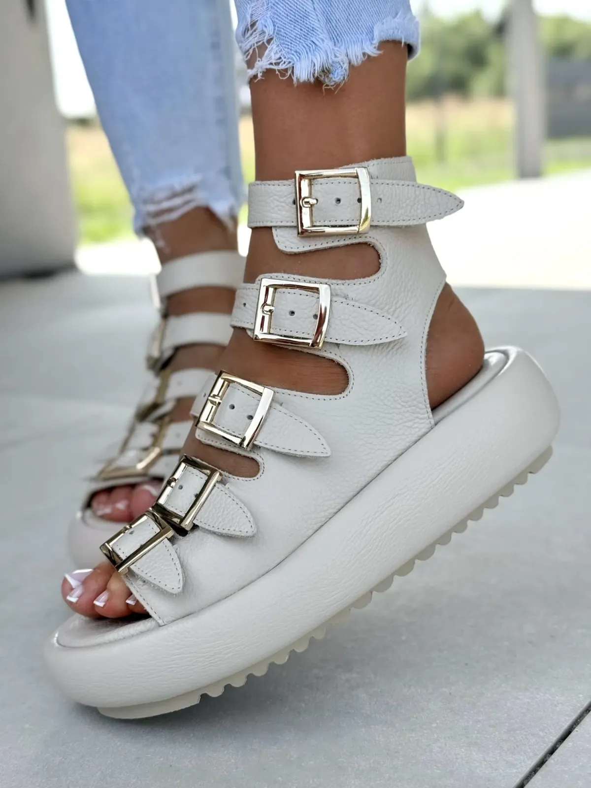 Sandałki damskie OLEKSY ze skóry naturalnej Polskiej produkcji