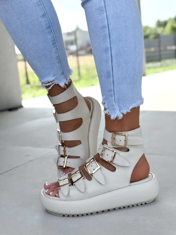 Sandałki damskie OLEKSY ze skóry naturalnej Polskiej produkcji