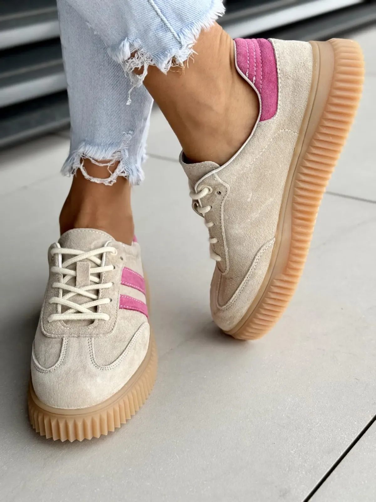 Sneakersy damskie ze skóry naturalnej