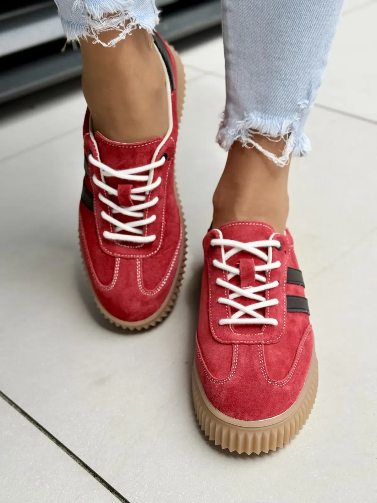 Sneakersy damskie ze skóry naturalnej