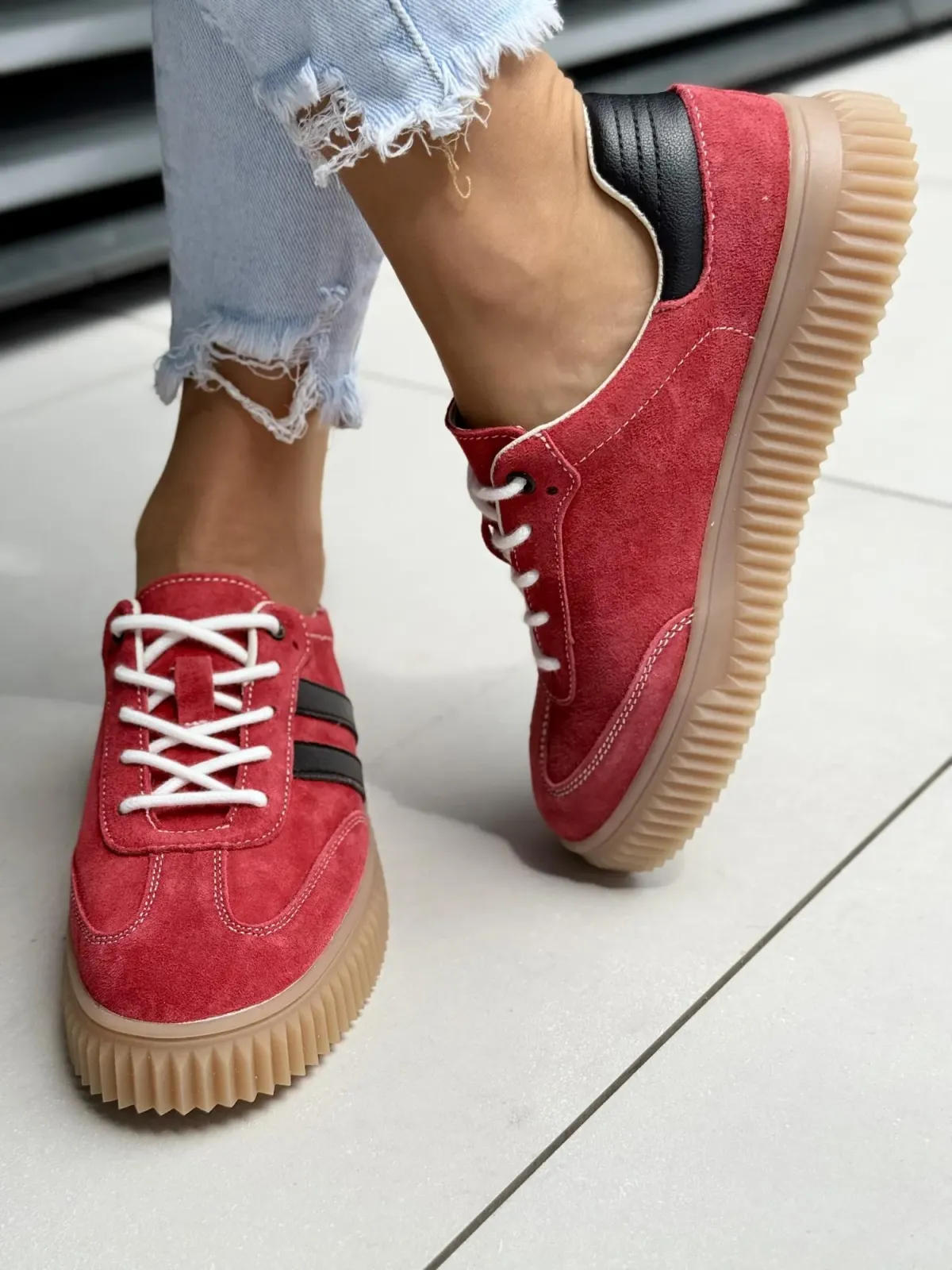 Sneakersy damskie ze skóry naturalnej