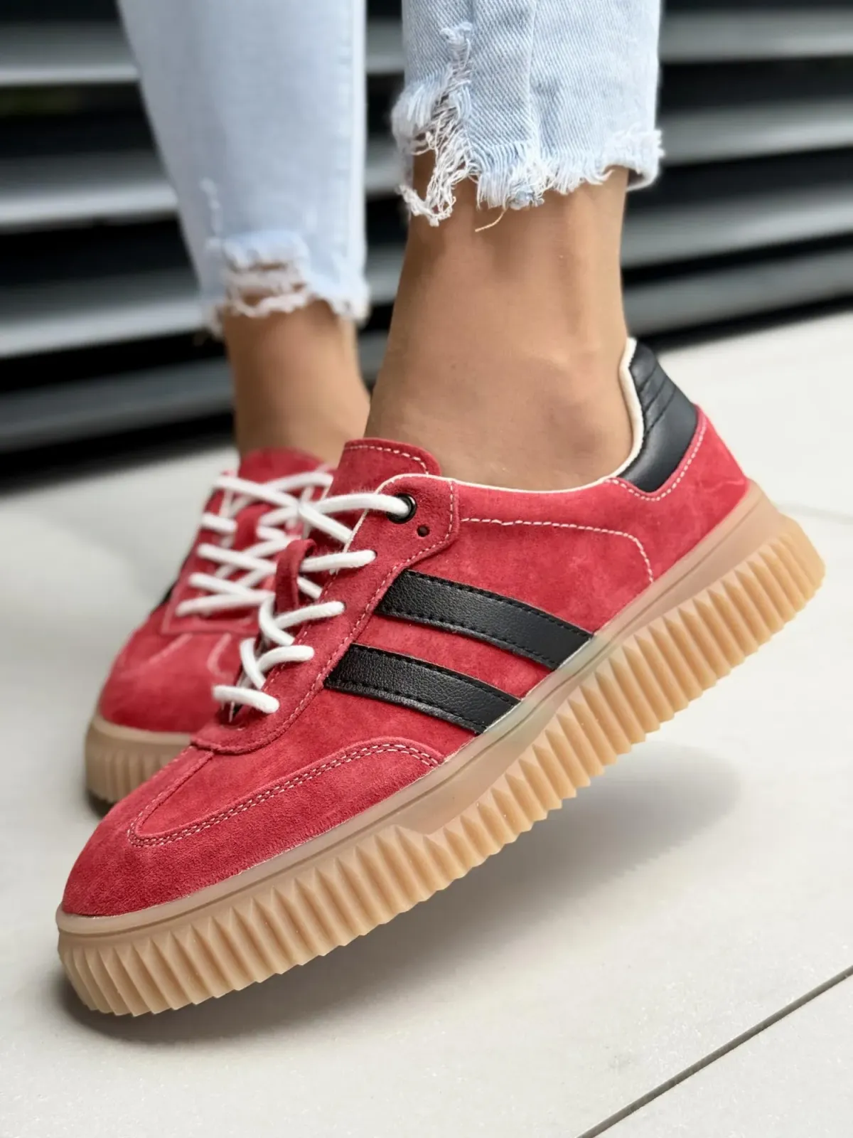 Sneakersy damskie ze skóry naturalnej