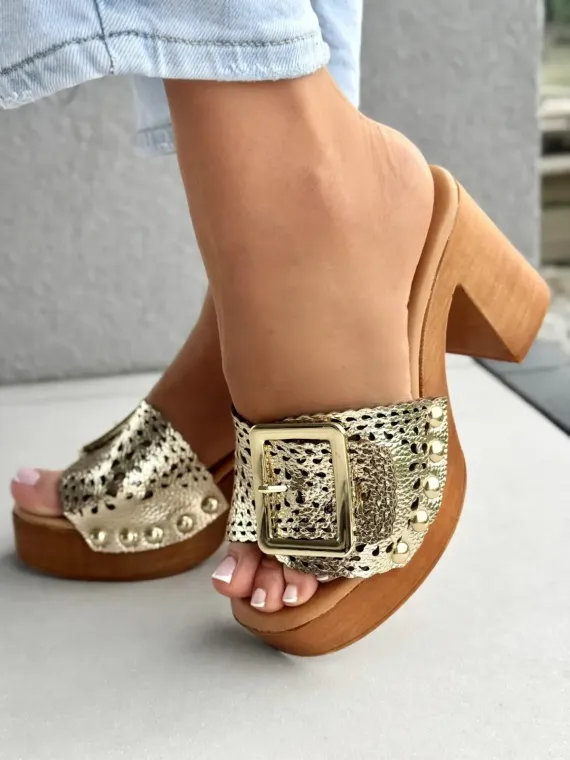 Klapki damskie ze skóry naturalnej