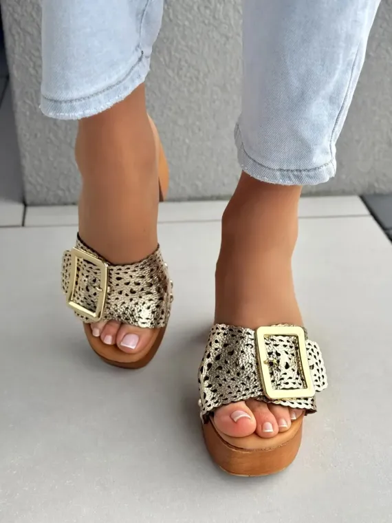 Klapki damskie ze skóry naturalnej