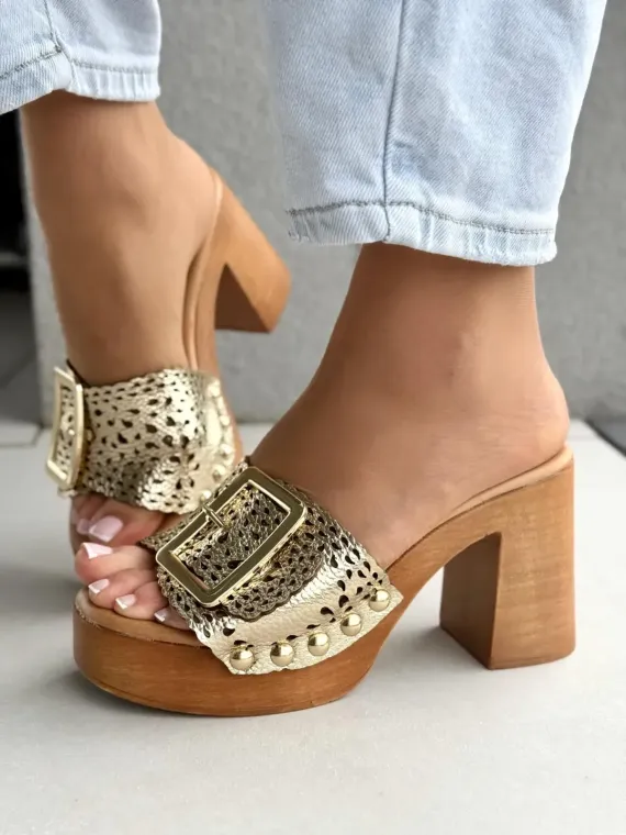 Klapki damskie ze skóry naturalnej