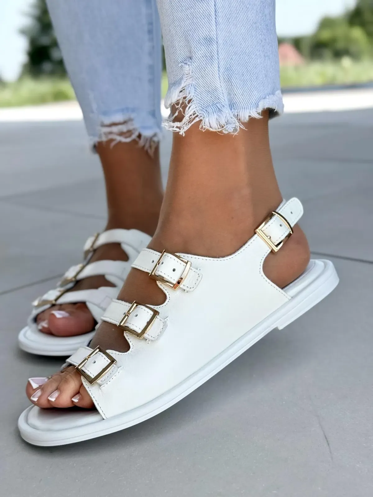 Sandałki damskie OLEKSY ze skóry naturalnej Polskiej produkcji