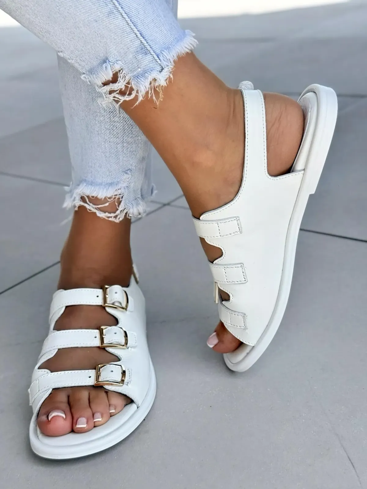 Sandałki damskie OLEKSY ze skóry naturalnej Polskiej produkcji