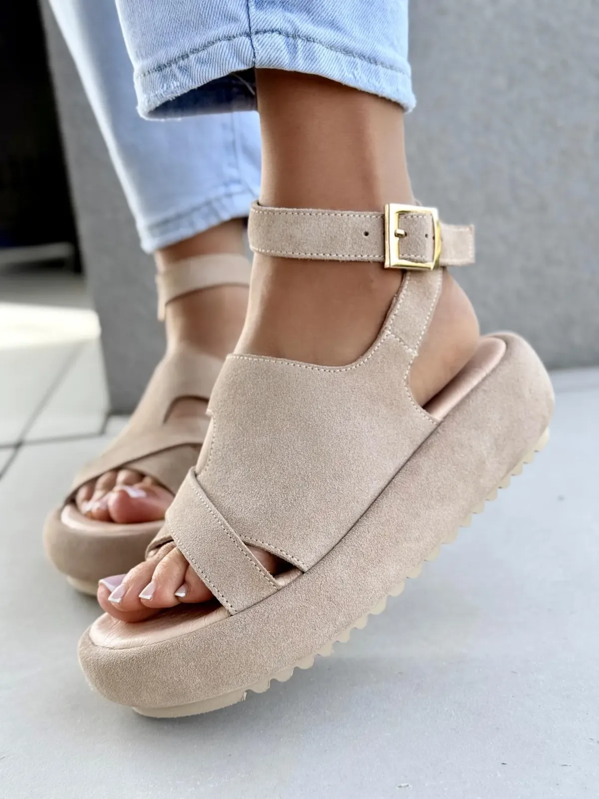 Sandałki damskie OLEKSY ze skóry naturalnej Polskiej produkcji