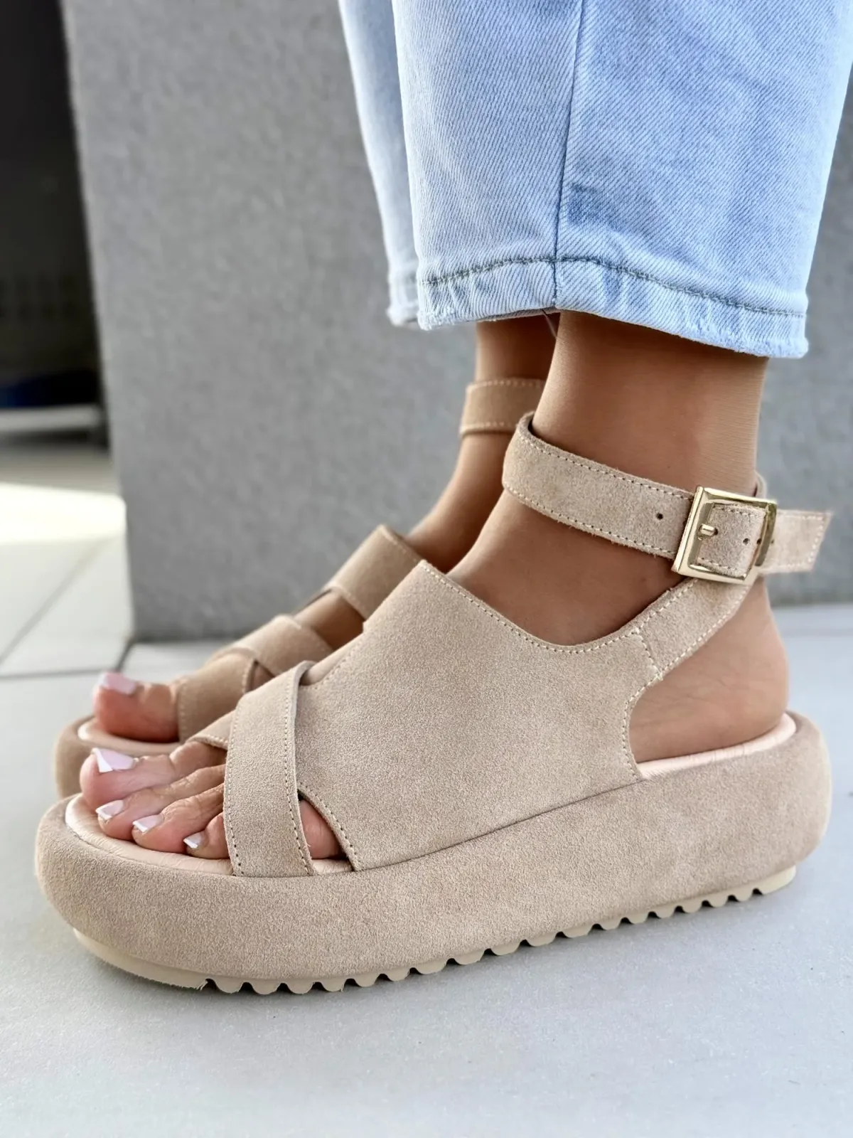 Sandałki damskie OLEKSY ze skóry naturalnej Polskiej produkcji