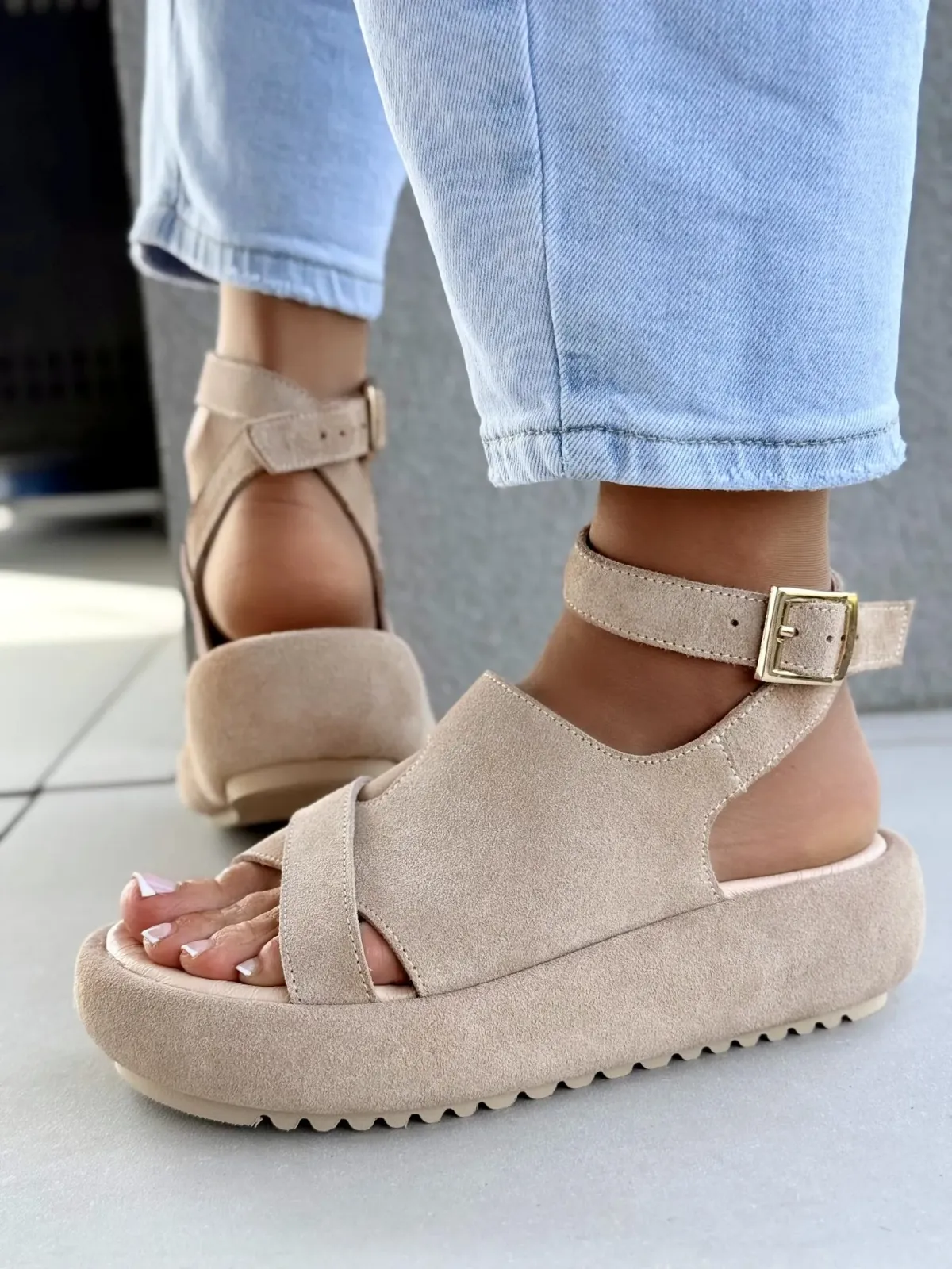 Sandałki damskie OLEKSY ze skóry naturalnej Polskiej produkcji