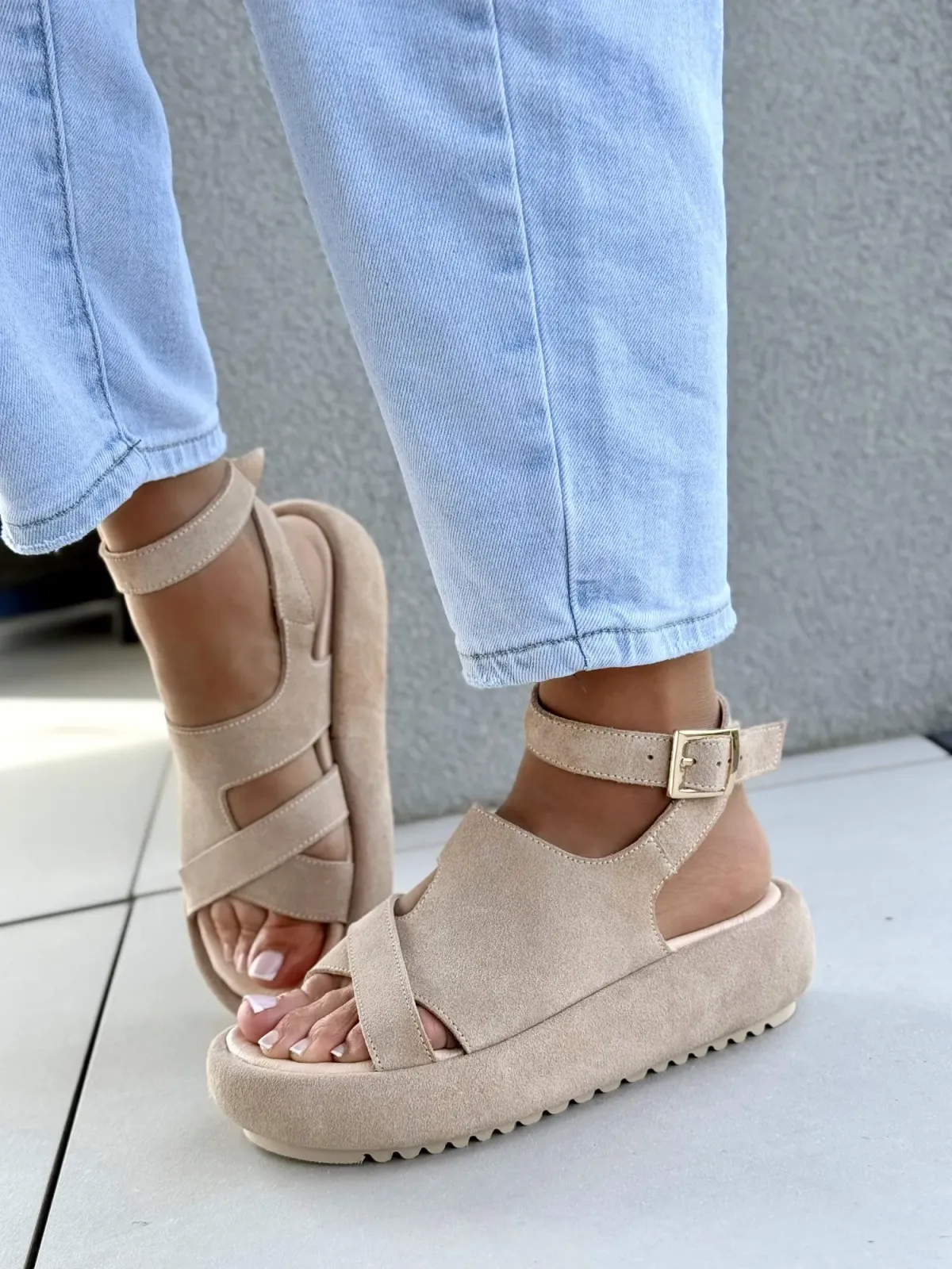 Sandałki damskie OLEKSY ze skóry naturalnej Polskiej produkcji