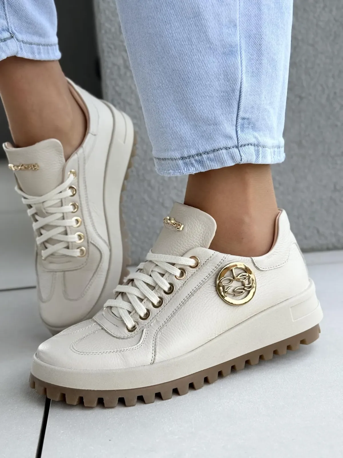 Sneakersy damskie OLEKSY ze skóry naturalnej Polskiej produkcji