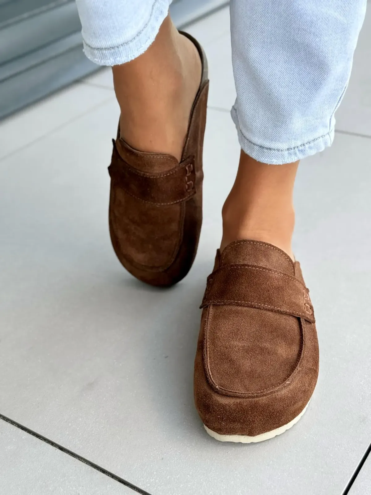 Klapki damskie OLEKSY ze skóry naturalnej Polskiej produkcji