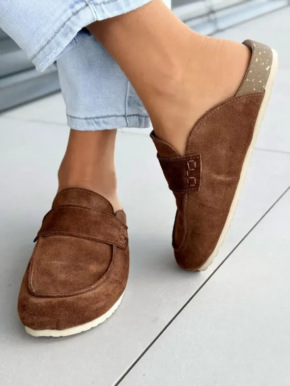 Klapki damskie OLEKSY ze skóry naturalnej Polskiej produkcji