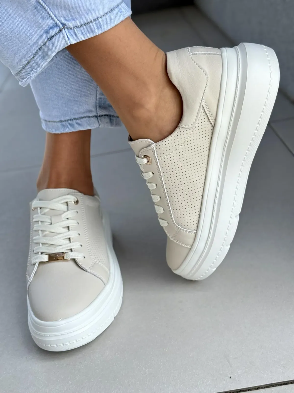 Sneakersy damskie ze skóry naturalnej