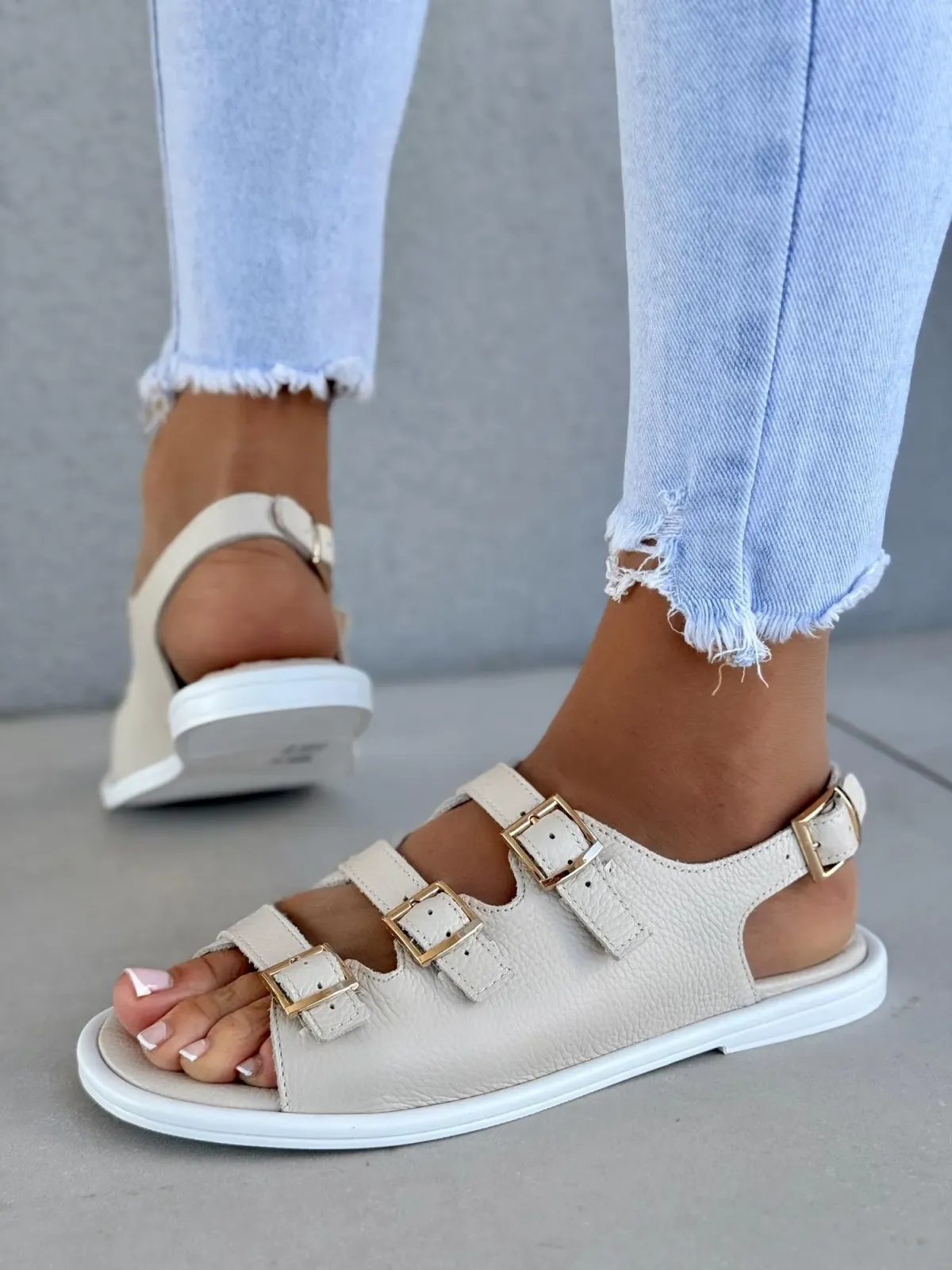 Sandałki damskie OLEKSY ze skóry naturalnej Polskiej produkcji