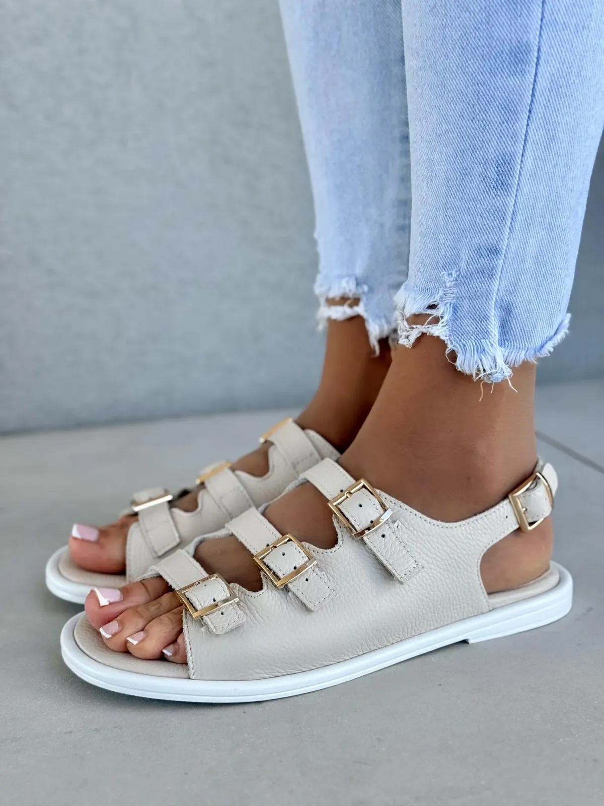 Sandałki damskie OLEKSY ze skóry naturalnej Polskiej produkcji