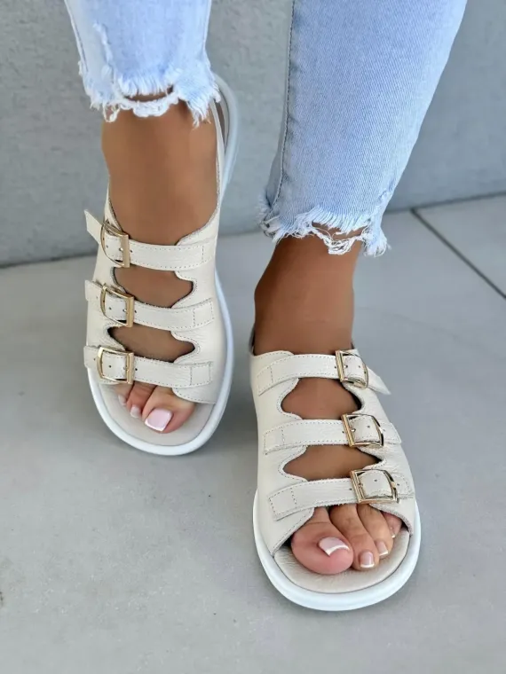 Sandałki damskie OLEKSY ze skóry naturalnej Polskiej produkcji