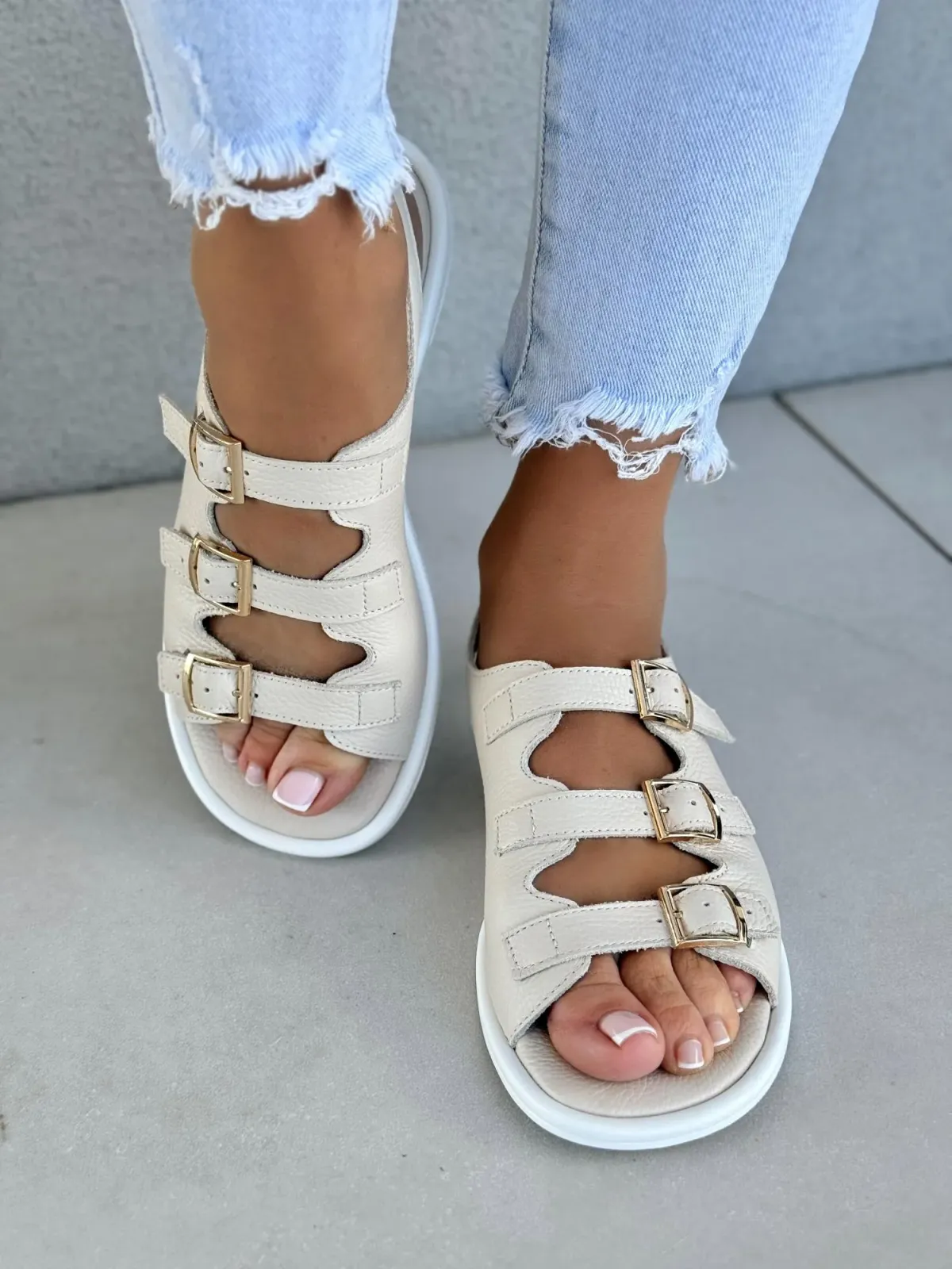 Sandałki damskie OLEKSY ze skóry naturalnej Polskiej produkcji