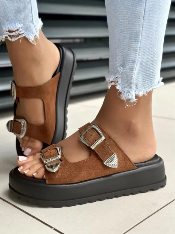 Klapki damskie OLEKSY ze skóry naturalnej Polskiej produkcji