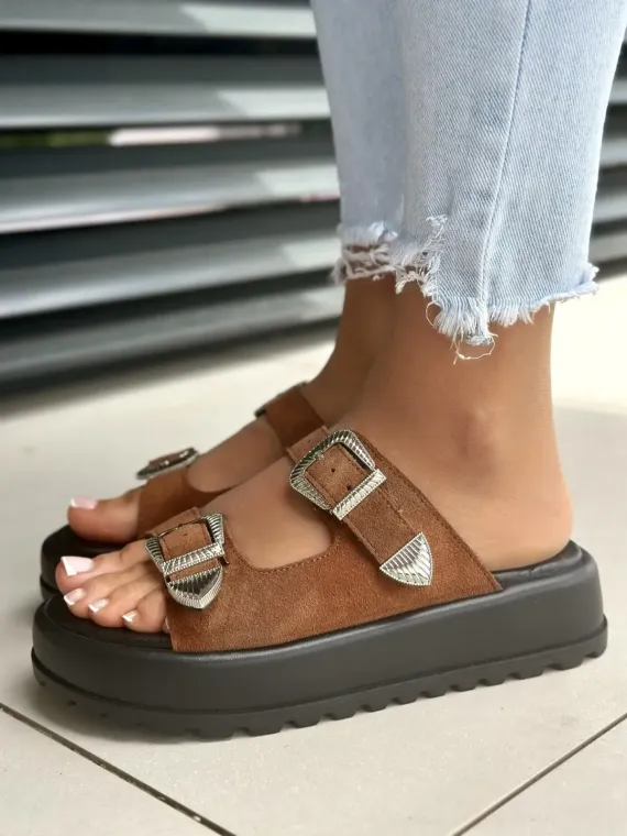 Klapki damskie OLEKSY ze skóry naturalnej Polskiej produkcji