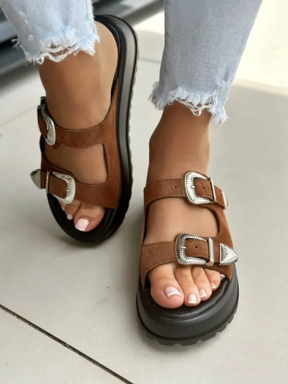 Klapki damskie OLEKSY ze skóry naturalnej Polskiej produkcji