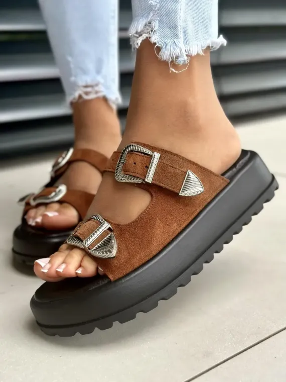 Klapki damskie OLEKSY ze skóry naturalnej Polskiej produkcji