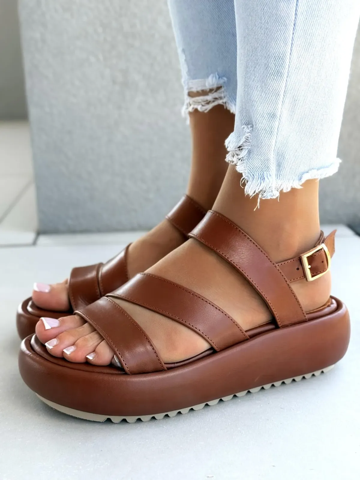 Sandałki damskie OLEKSY ze skóry naturalnej Polskiej produkcji