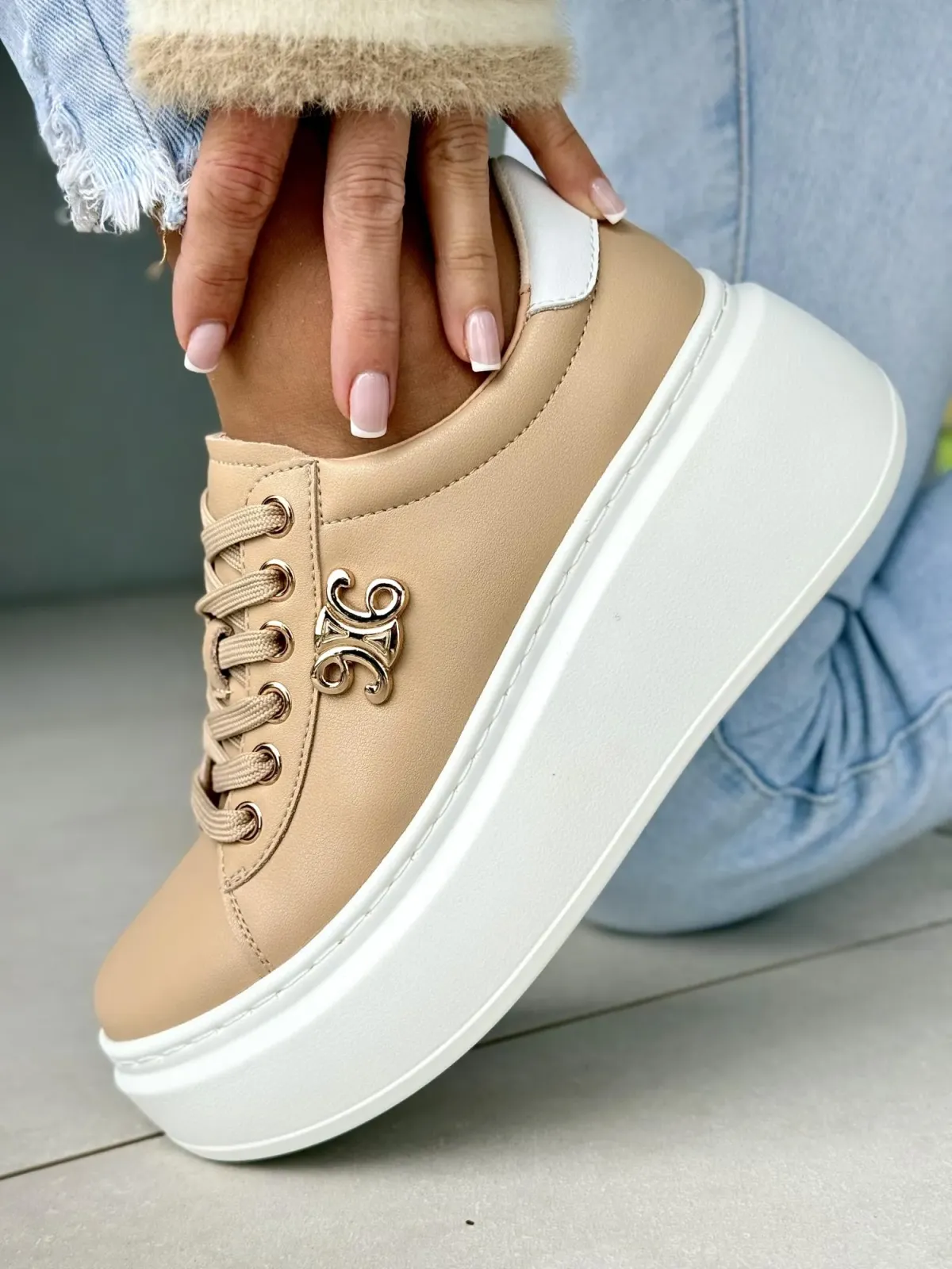 Sneakersy damskie ze skóry naturalnej