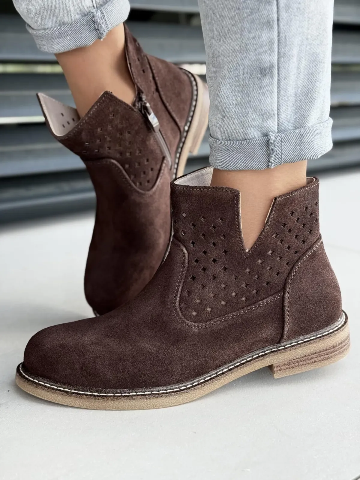 Botki damskie ze skóry naturalnej