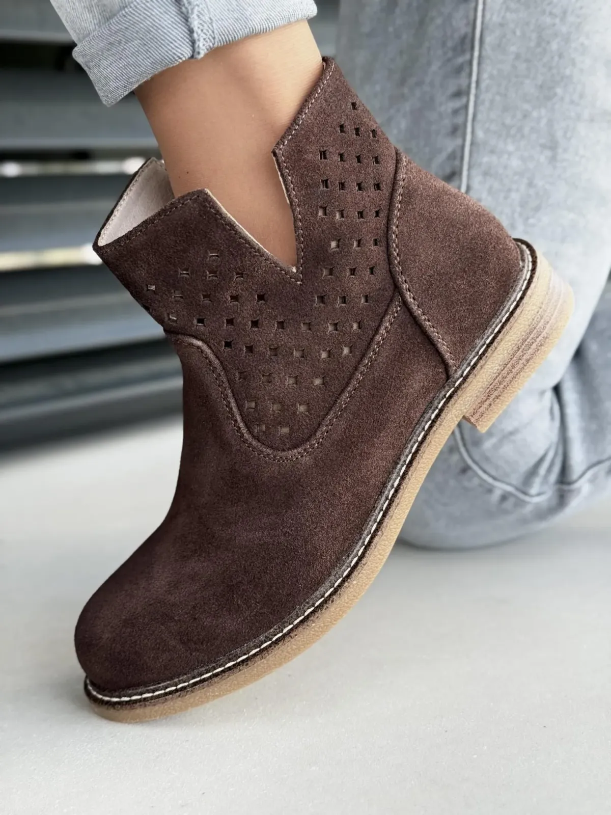 Botki damskie ze skóry naturalnej